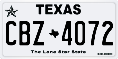 TX license plate CBZ4072
