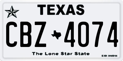 TX license plate CBZ4074