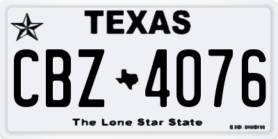 TX license plate CBZ4076