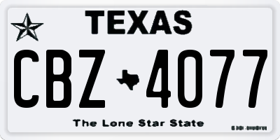 TX license plate CBZ4077
