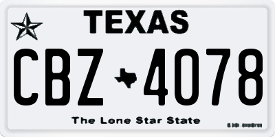 TX license plate CBZ4078