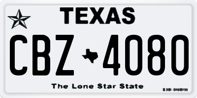 TX license plate CBZ4080