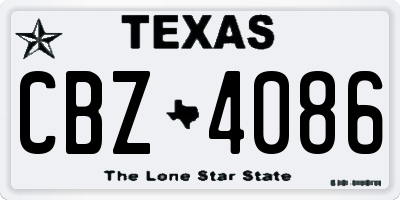 TX license plate CBZ4086