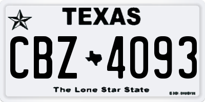 TX license plate CBZ4093