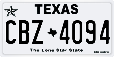 TX license plate CBZ4094