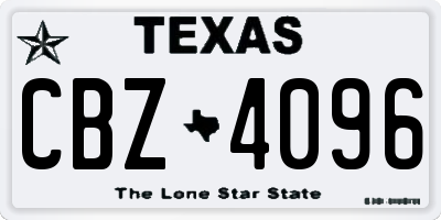 TX license plate CBZ4096