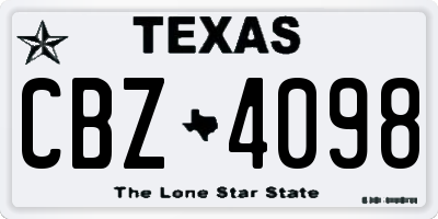 TX license plate CBZ4098