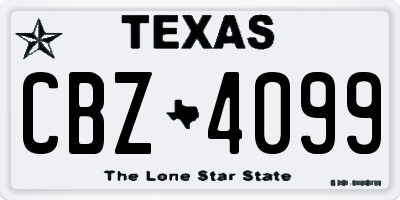 TX license plate CBZ4099