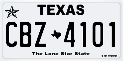 TX license plate CBZ4101