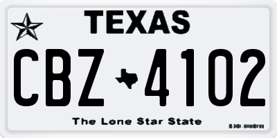 TX license plate CBZ4102