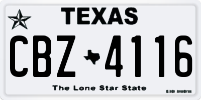 TX license plate CBZ4116
