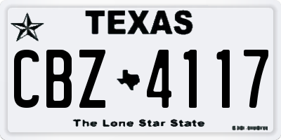 TX license plate CBZ4117