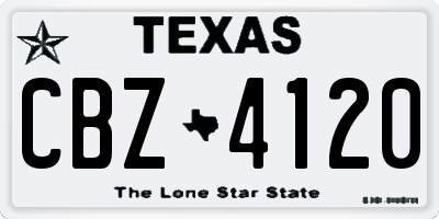 TX license plate CBZ4120
