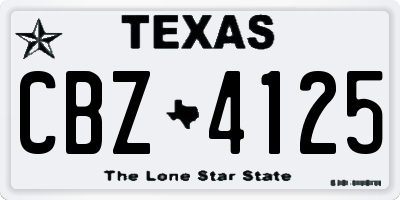 TX license plate CBZ4125