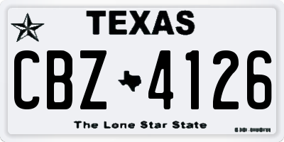 TX license plate CBZ4126