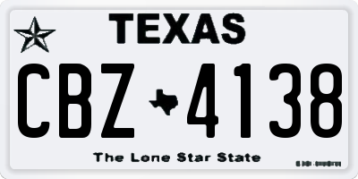 TX license plate CBZ4138