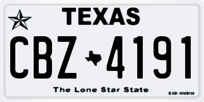 TX license plate CBZ4191