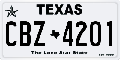 TX license plate CBZ4201