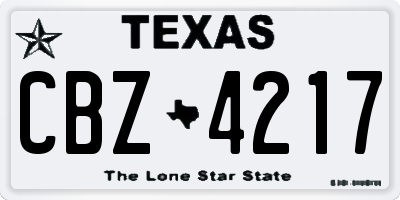 TX license plate CBZ4217