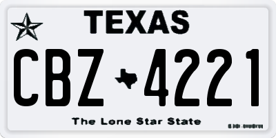 TX license plate CBZ4221
