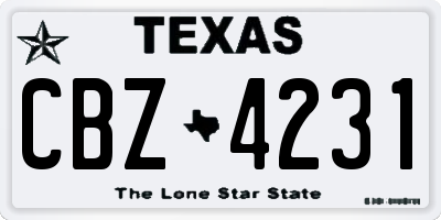 TX license plate CBZ4231