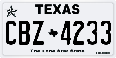 TX license plate CBZ4233