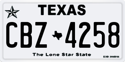 TX license plate CBZ4258