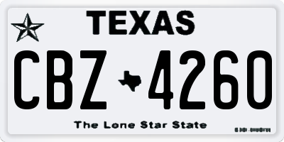 TX license plate CBZ4260