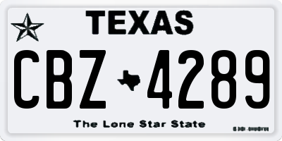 TX license plate CBZ4289