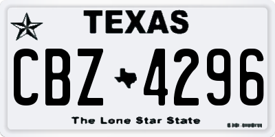 TX license plate CBZ4296