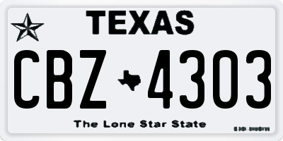 TX license plate CBZ4303