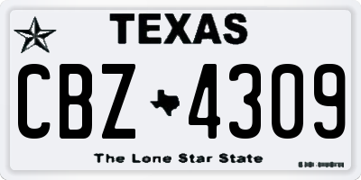 TX license plate CBZ4309