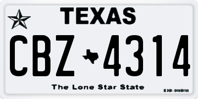 TX license plate CBZ4314