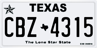 TX license plate CBZ4315