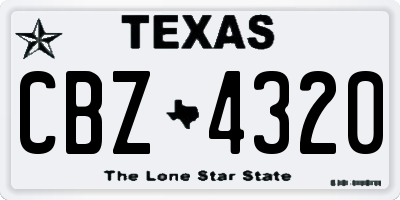 TX license plate CBZ4320