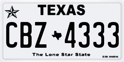 TX license plate CBZ4333