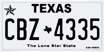 TX license plate CBZ4335