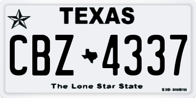 TX license plate CBZ4337