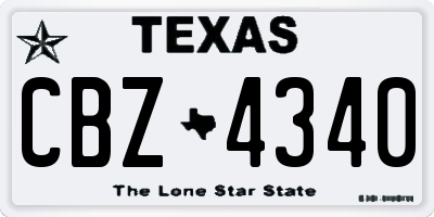 TX license plate CBZ4340