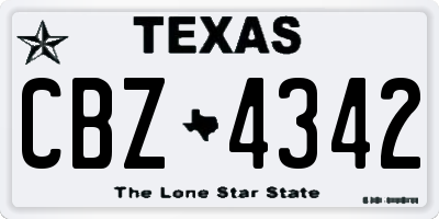 TX license plate CBZ4342