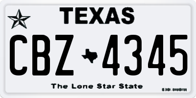 TX license plate CBZ4345