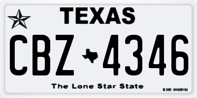 TX license plate CBZ4346