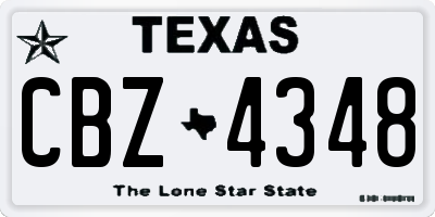 TX license plate CBZ4348