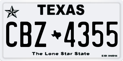 TX license plate CBZ4355