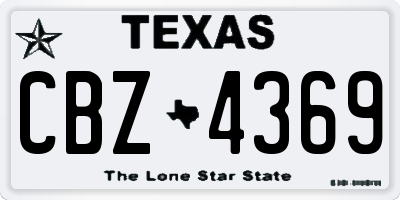 TX license plate CBZ4369