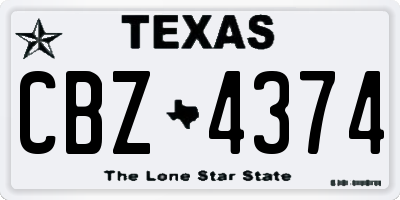 TX license plate CBZ4374