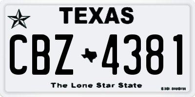 TX license plate CBZ4381
