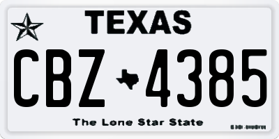 TX license plate CBZ4385