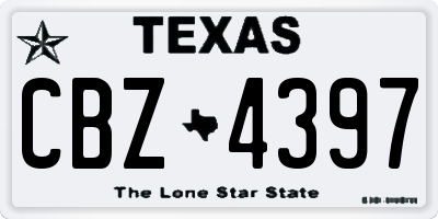 TX license plate CBZ4397