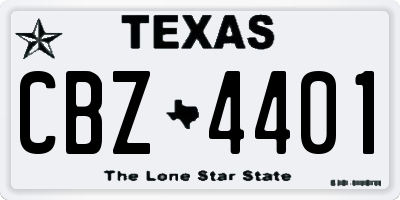 TX license plate CBZ4401